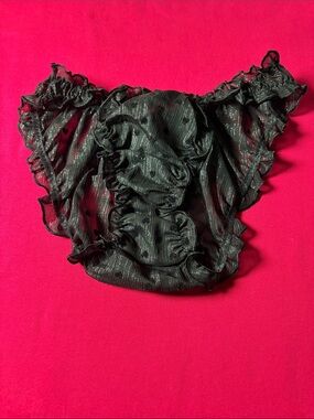 Victoria's Secret Black Sheer Ruffle Bikini Panty